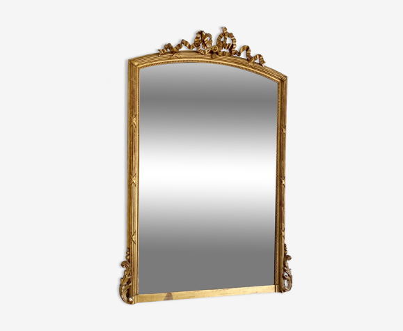 Miroir Louis XVI, 19ème siècle, doré à la feuille 136x88cm