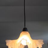 Beige glass pendant light with ruffles