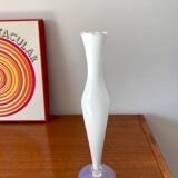 White opaline vase with opalescent legs, 50s and 60s