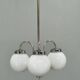1930s Czech Art Deco Chandelier with Three Opaline Glass Globes