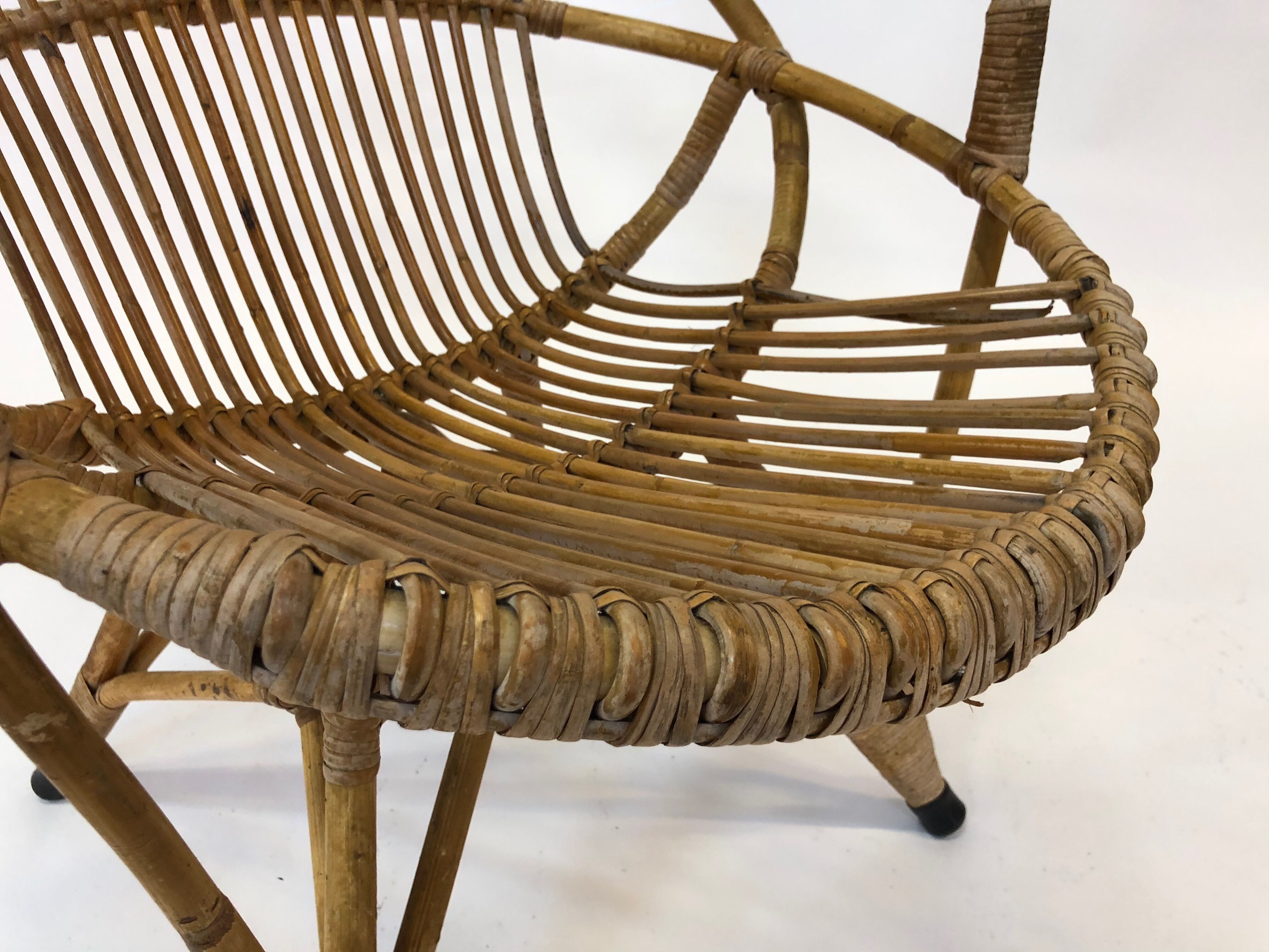 Rattan armchair by Rohe Noordwolde, 1960