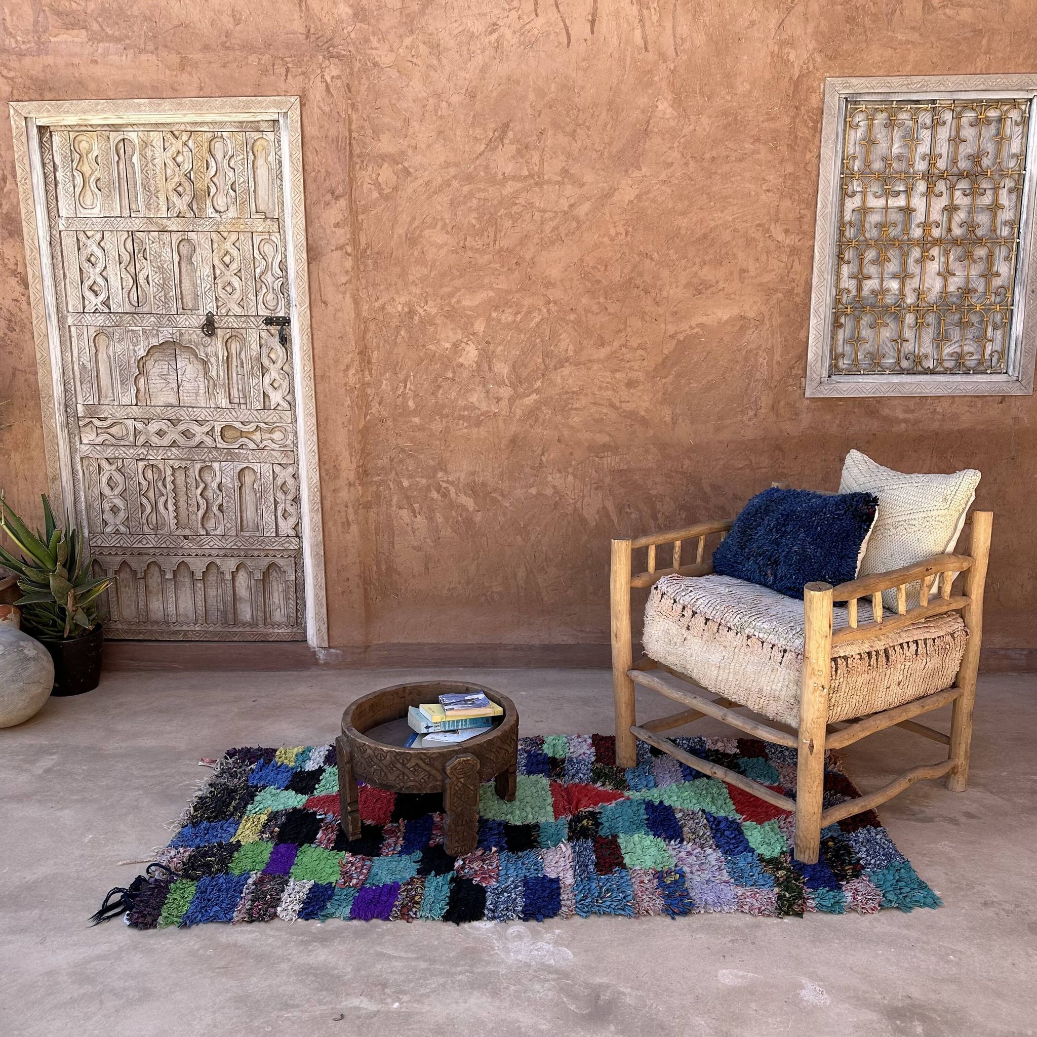 Tapis Marocain Boucherouite coloré - 90 x 187 cm