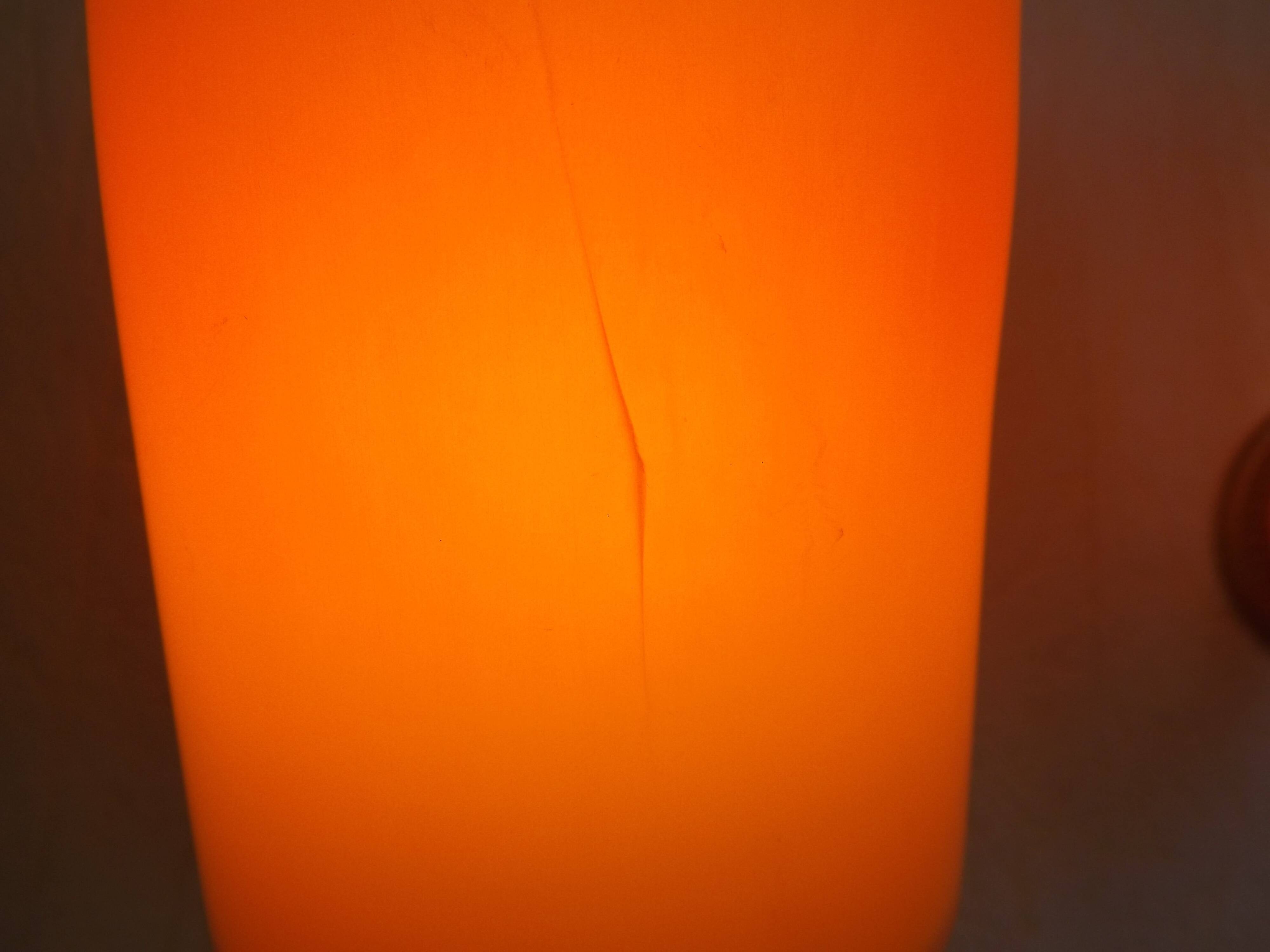 Pair French Vintage 1960s Retro Single Wall Lights Brass & Orange Acrylic