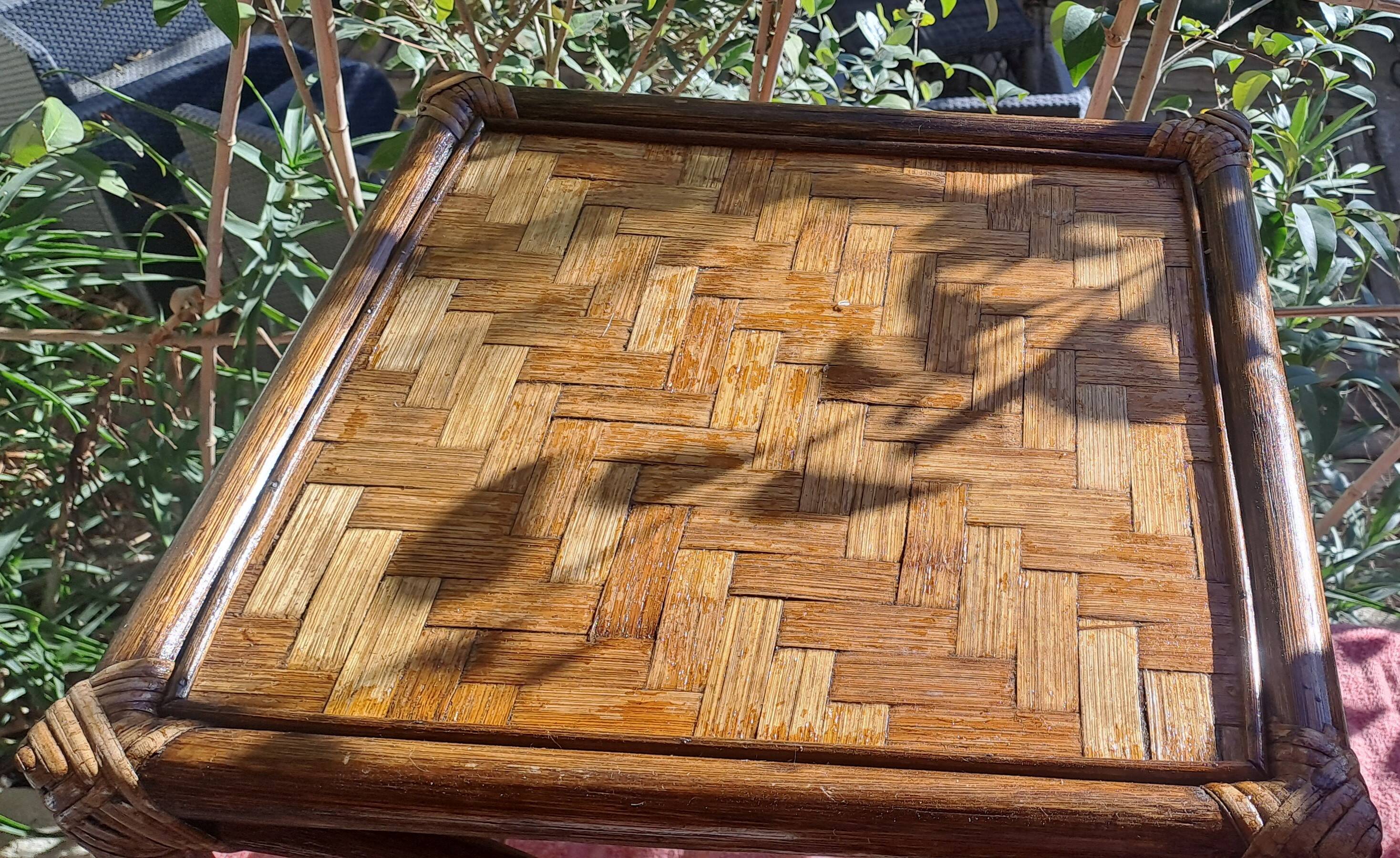 Glazed honey-colored bamboo coffee table Pier Import 1980