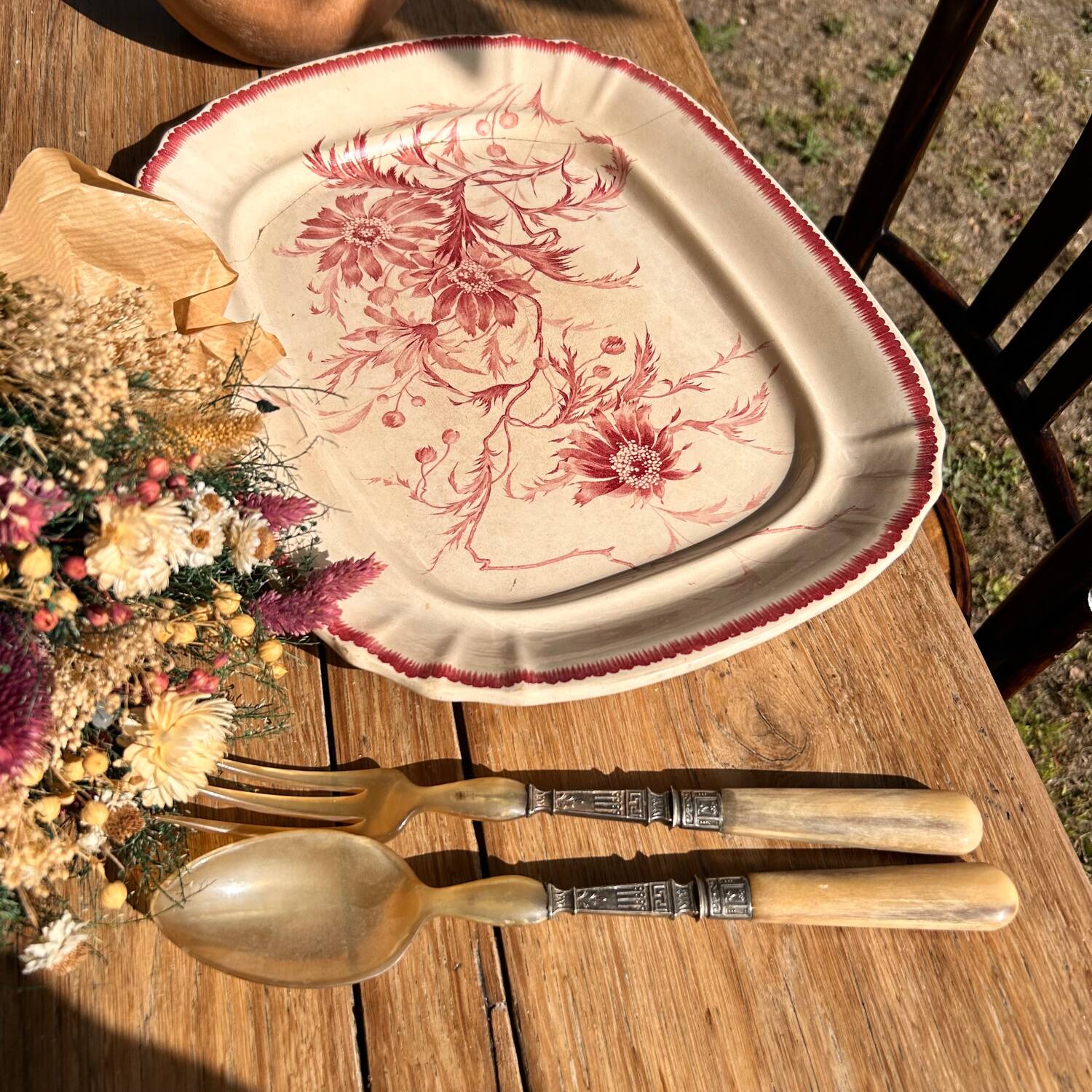 Pink iron earth dish 19 century