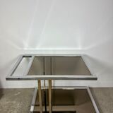 Belgo chrome tray / rolling table in chrome and gilded brass 70'S
