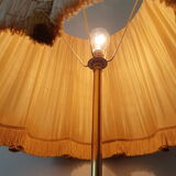 Tripod floor lamp in gilded brass, pleated lampshade, Louis XV style