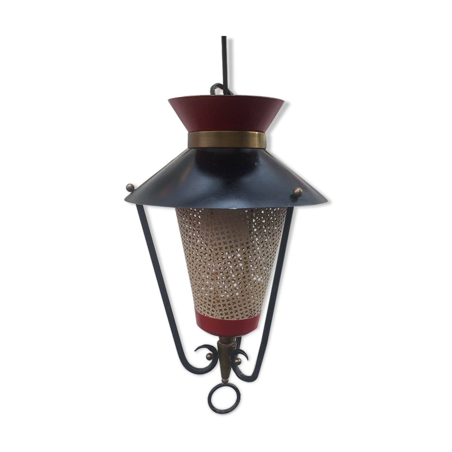 Lantern metal suspension light 1950