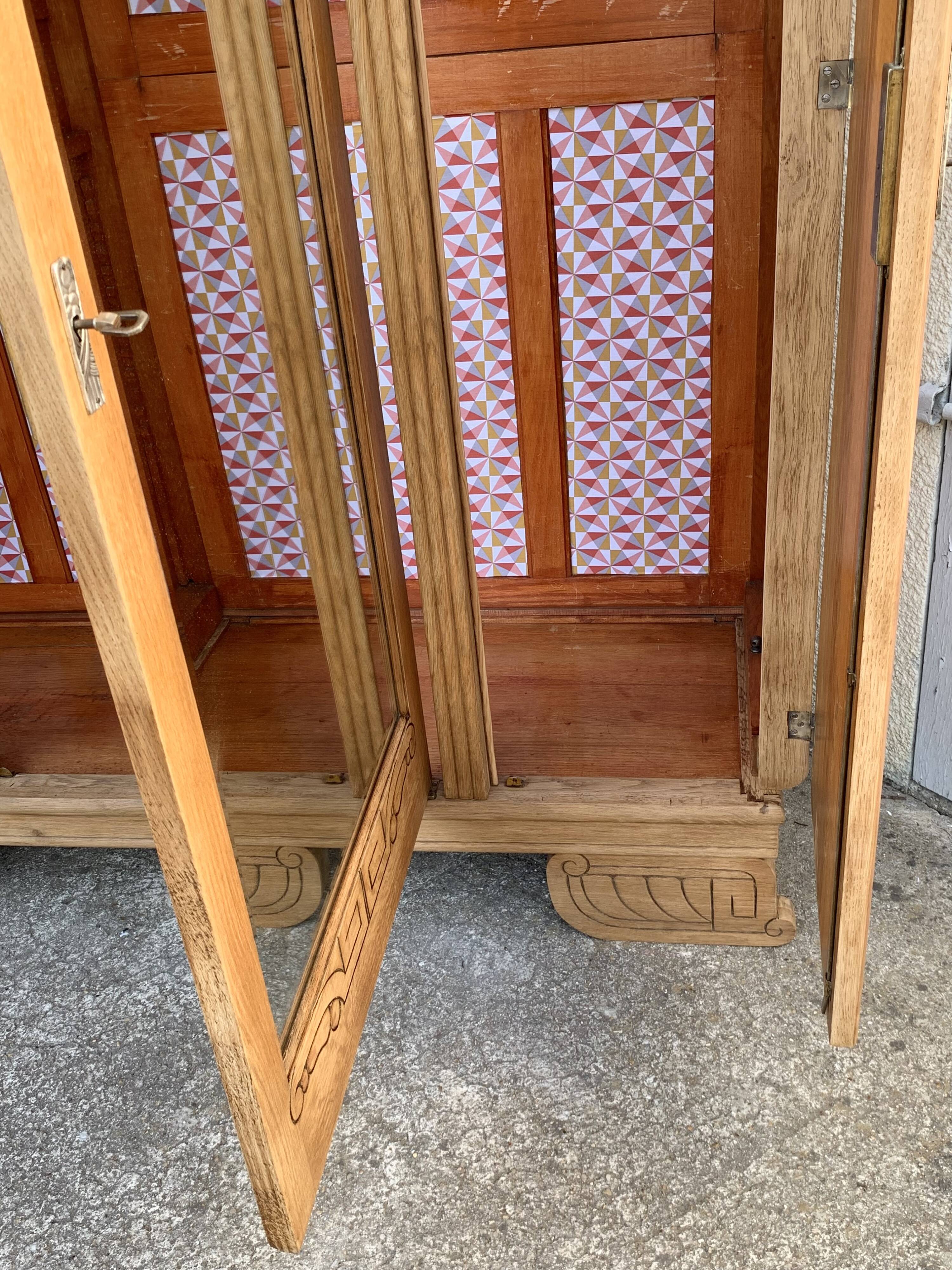 Armoire parisienne art déco chêne massif brut