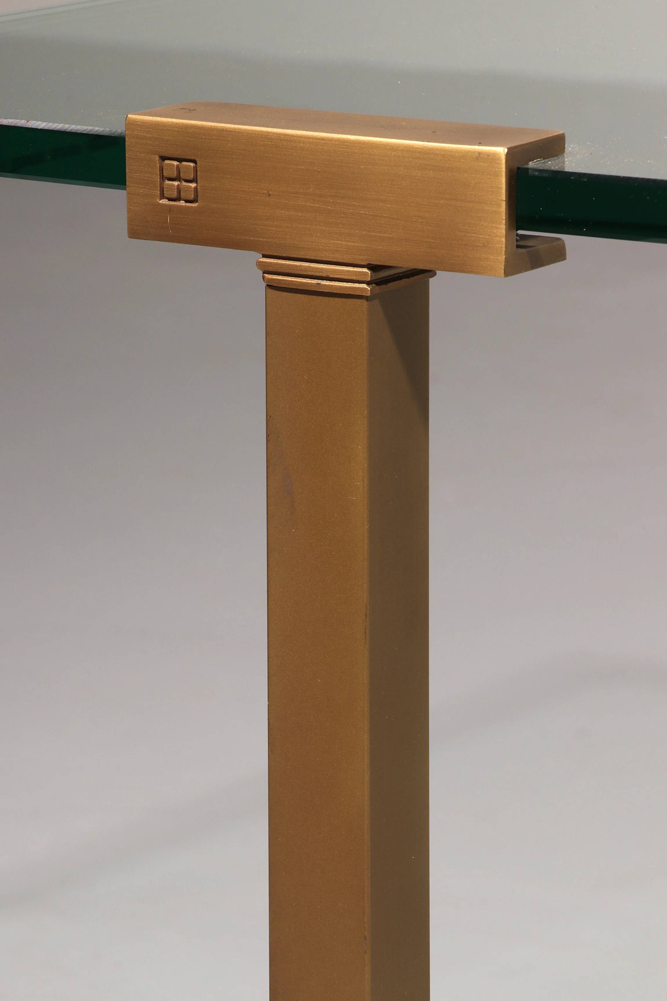 Coffee table glass and brass by Peter Ghyczy model T54 1970