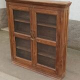 Old wooden glazed wall cabinet