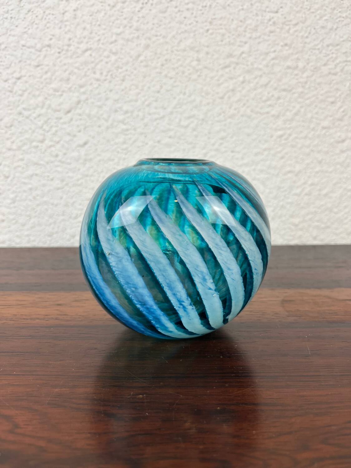 Handcrafted blue glass vase by Phoenician Glass Malta