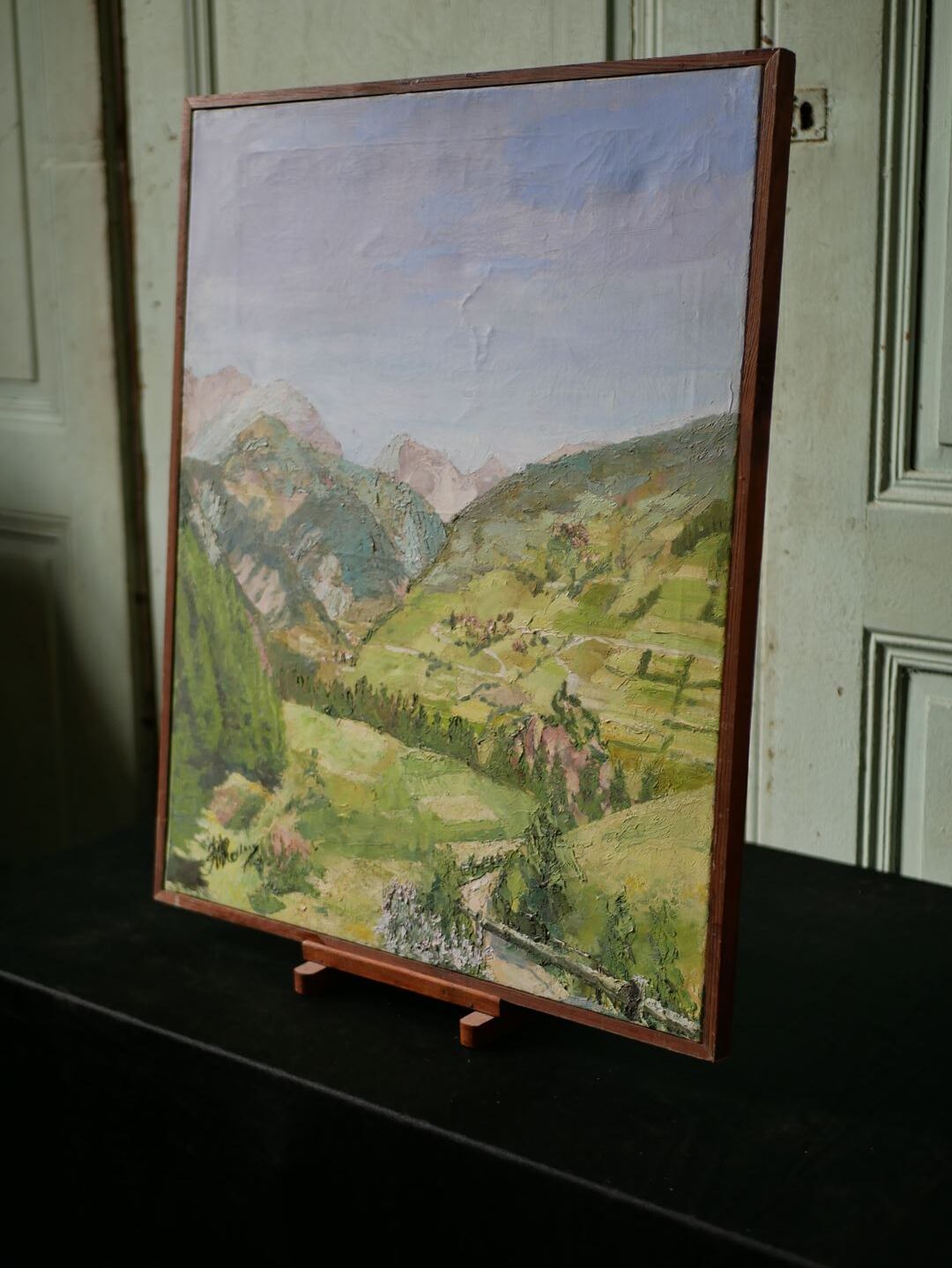Old framed oil on canvas, Brunissard Valley - Queyras - Hautes Alpes