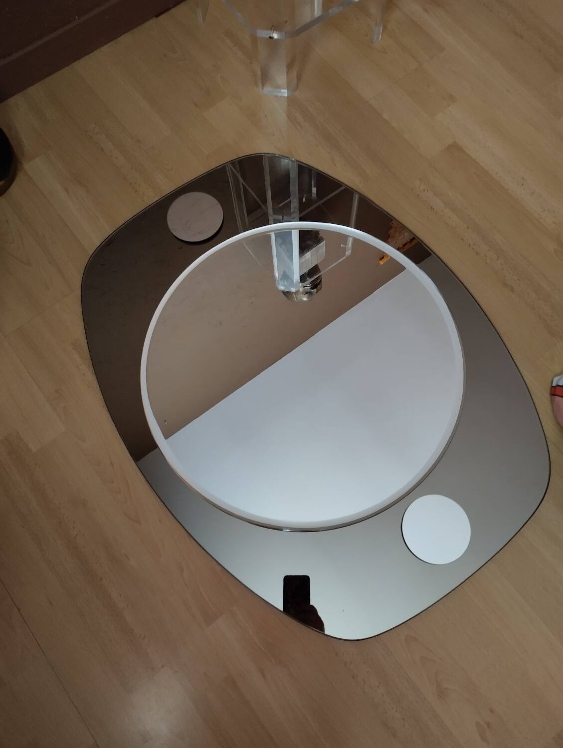 Vintage oval smoked brown mirror