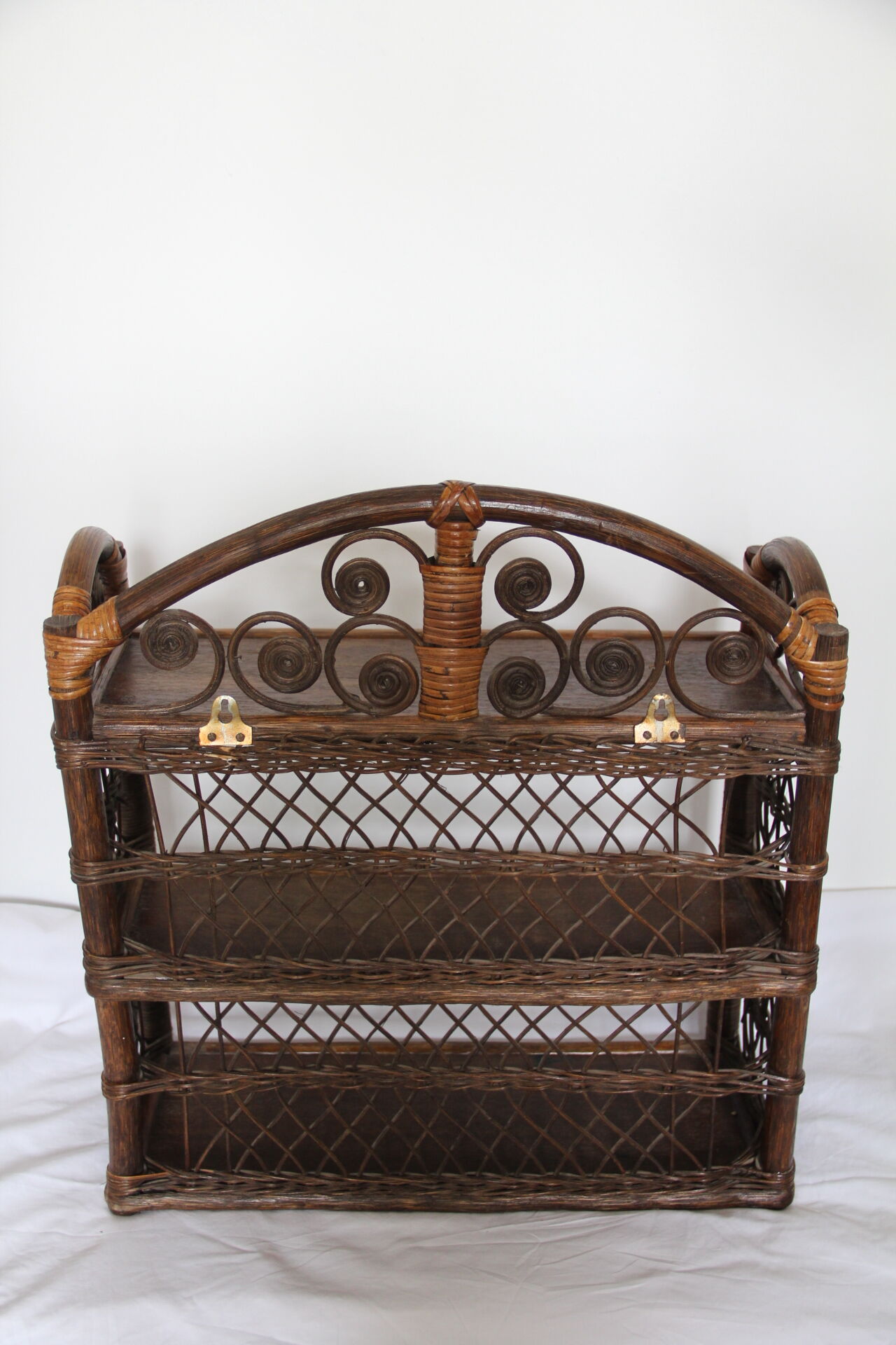 Bamboo and rattan wood shelf