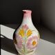 Mini vase with stylised flowers in green and yellow roses, H15.5.