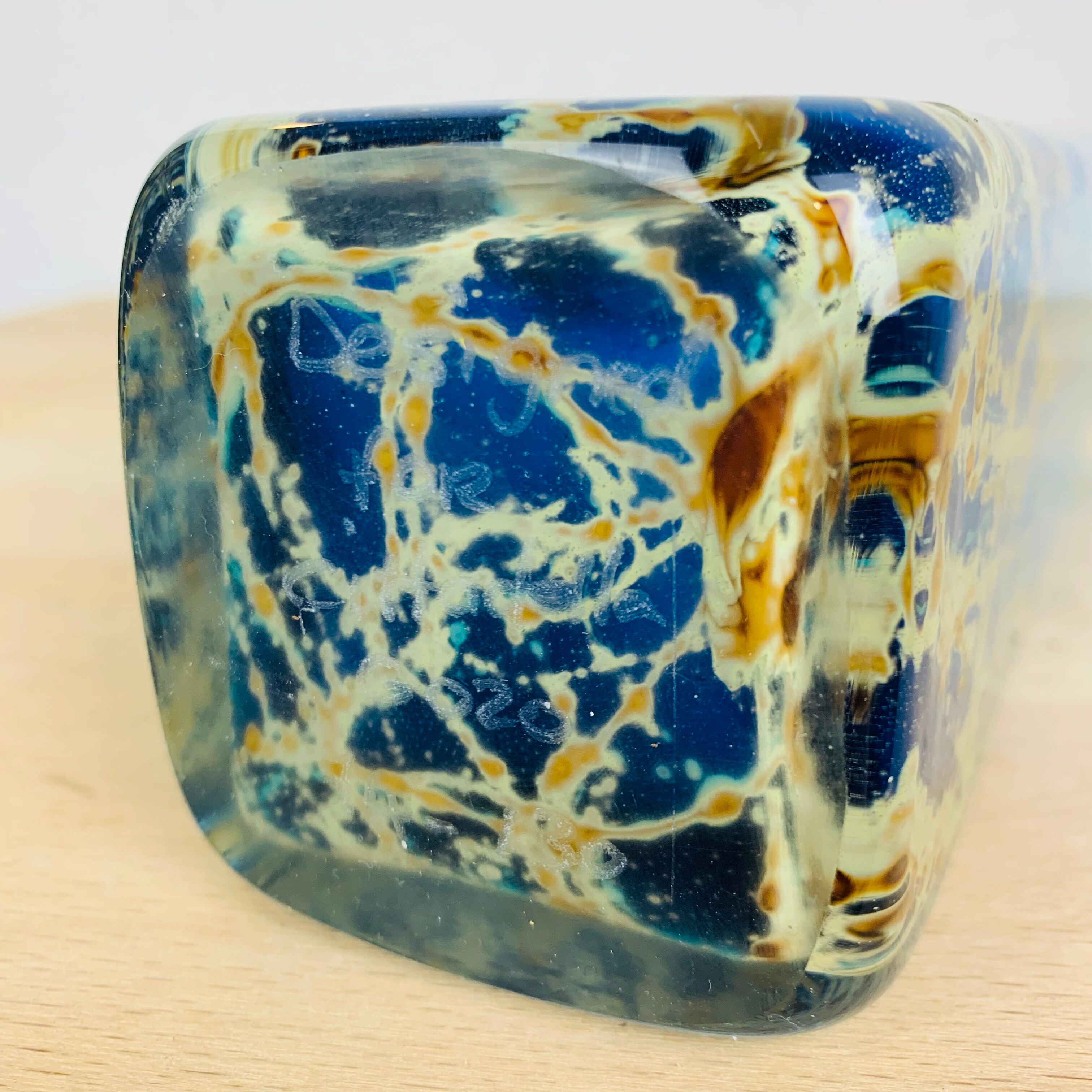 Vase verre Gozo Cittadella bleu et doré