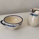 Handcrafted ceramic pitcher and bowl signed – blue decor – vintage tableware