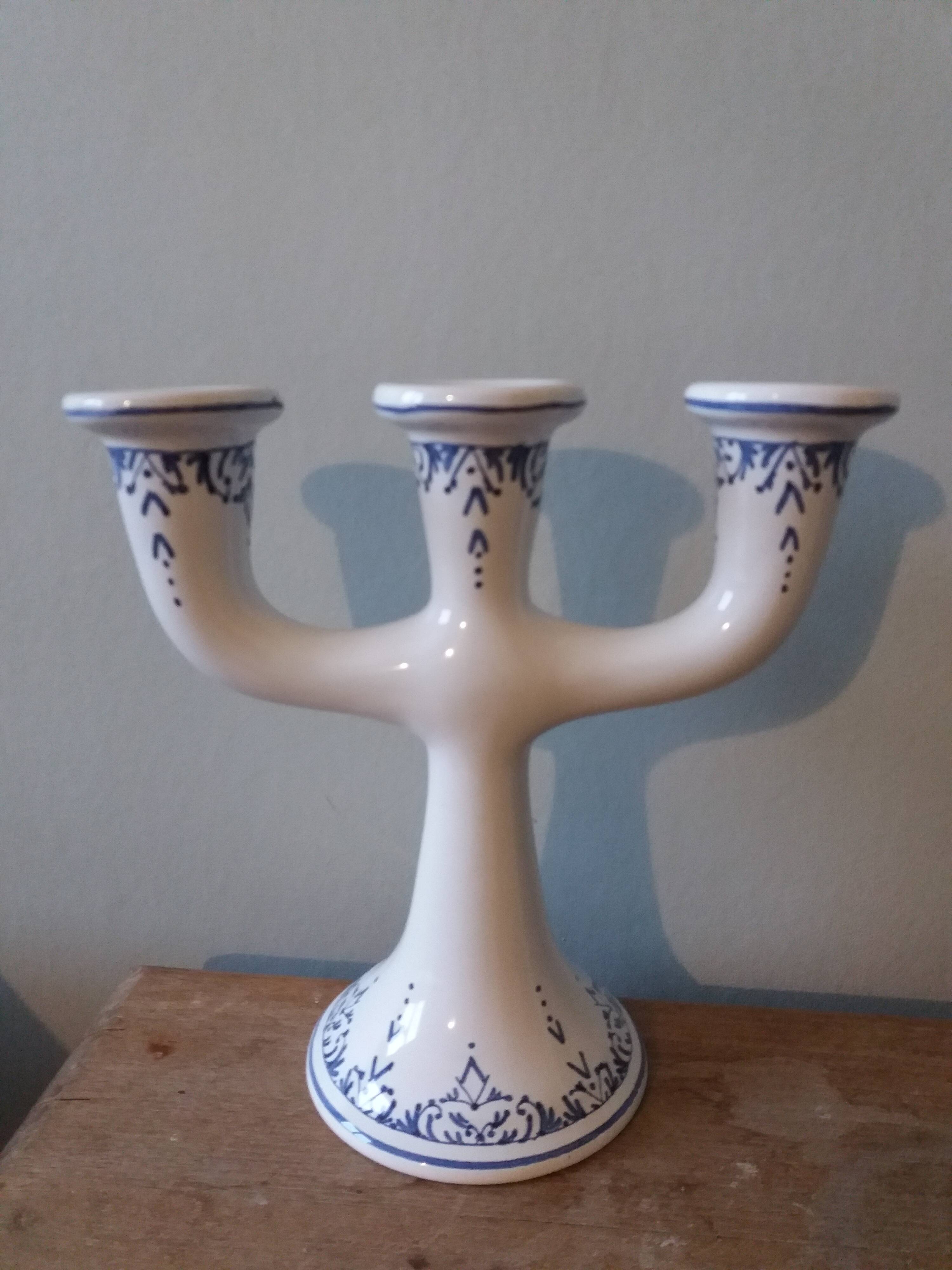 Candlestick candle holder signed Fitzpatrick Forgotten earthenware from Gascony