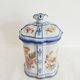 Earthenware box decoration of flowers Faience factory of Charolles