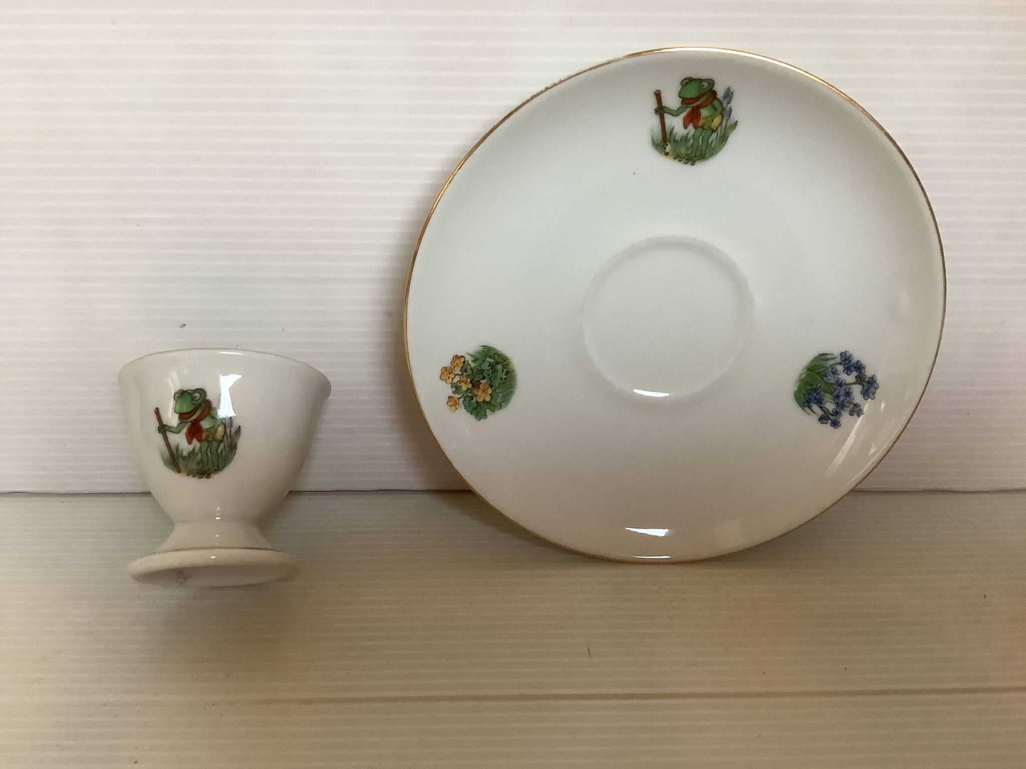 Egg cup frog and flowers Bavaria Germany