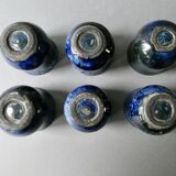 Set of 6 cups in blue enamelled stoneware