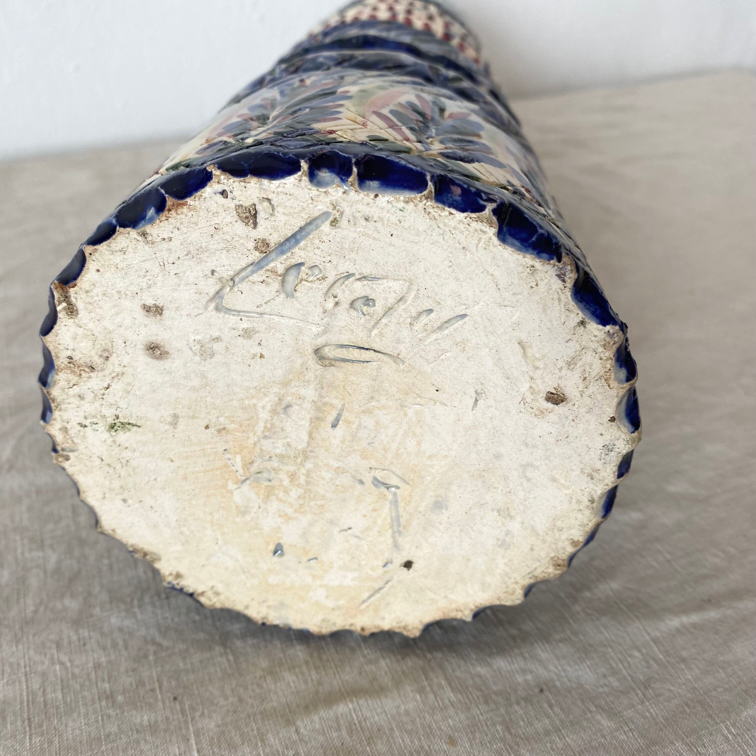 High earthenware vase of Rochefort in earth signed Leray