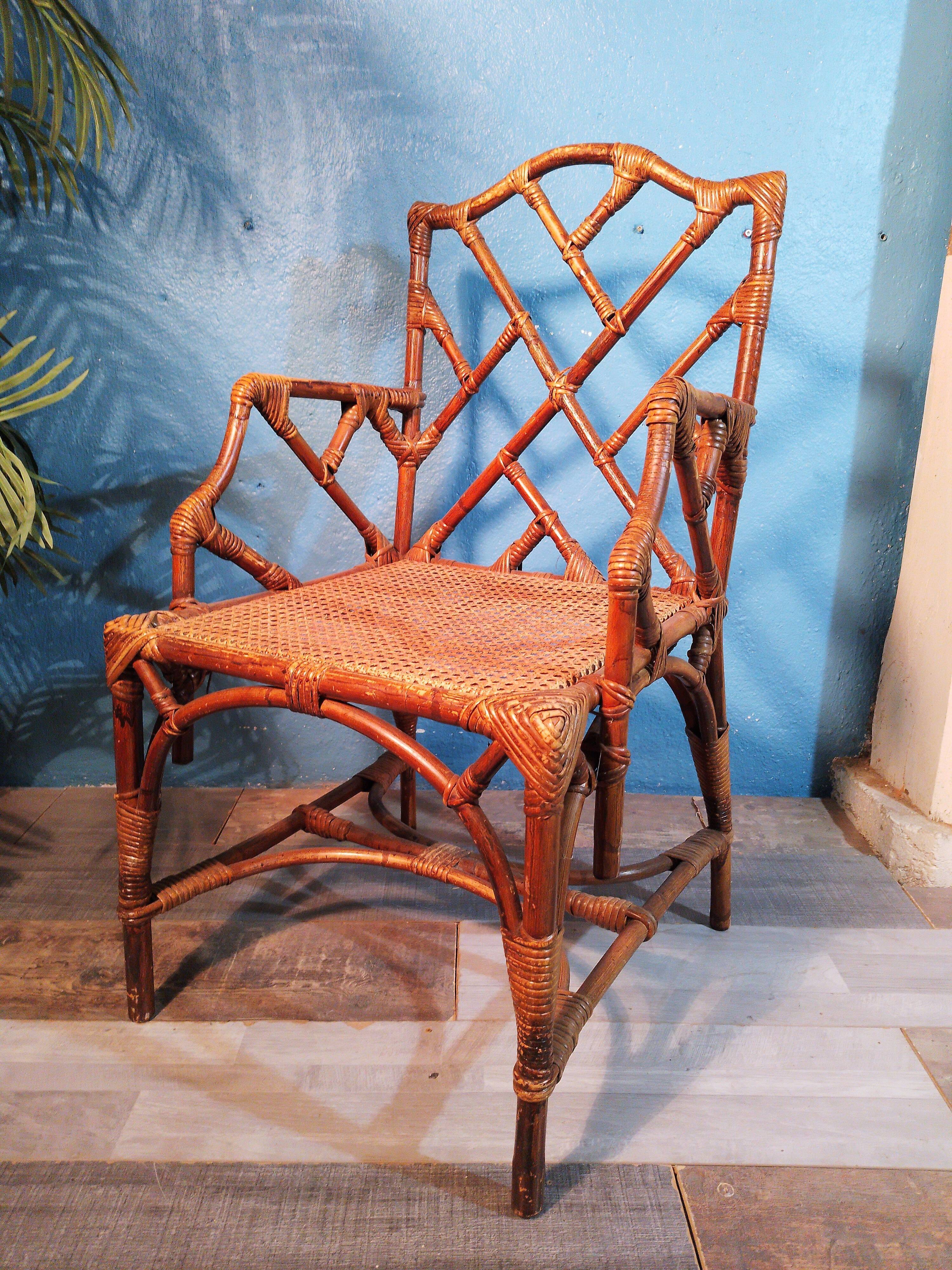 Bamboo armchair & canning 1900s