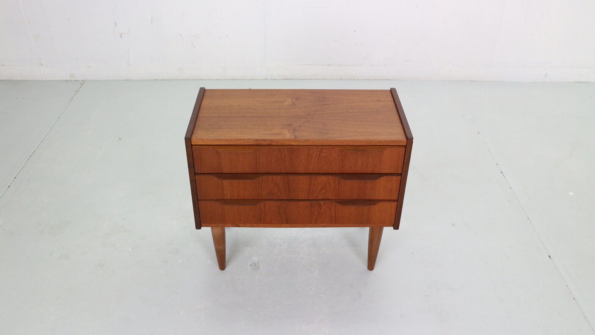 Scandinavian modern teak chest of drawers, small cabinet 1960 denmark