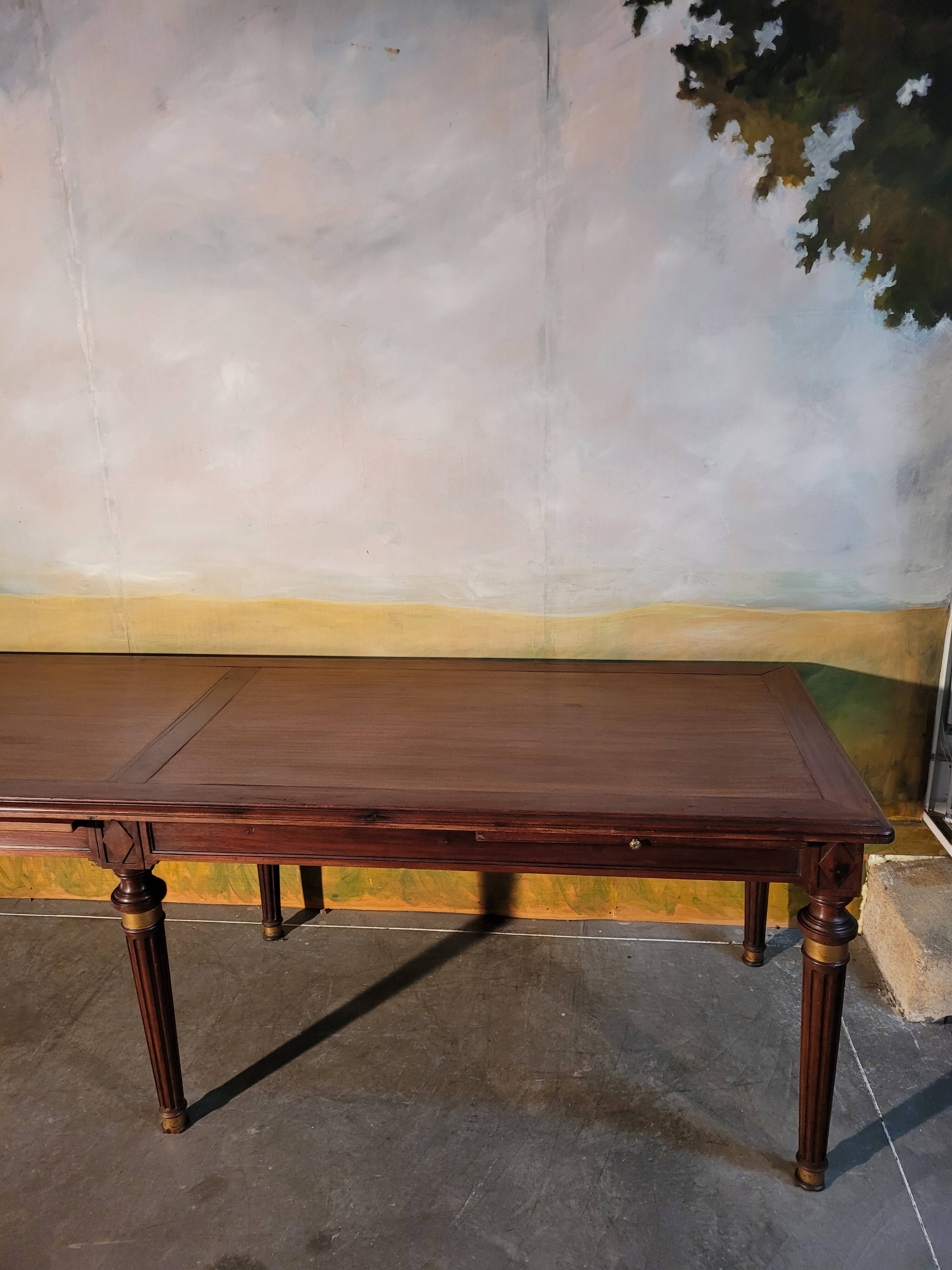 Large Louis XVI style mahogany table