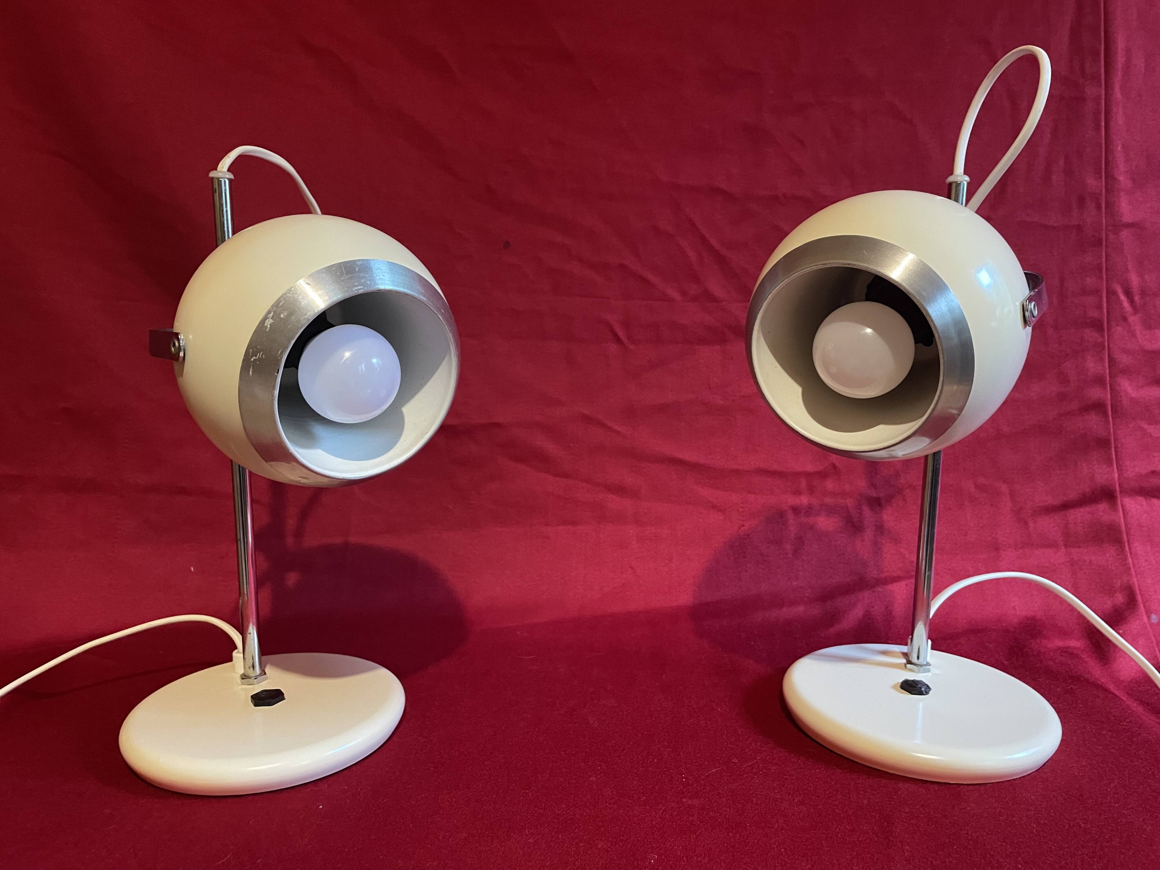 Pair of Eye-Ball lamps, "Aluminor", 1970s