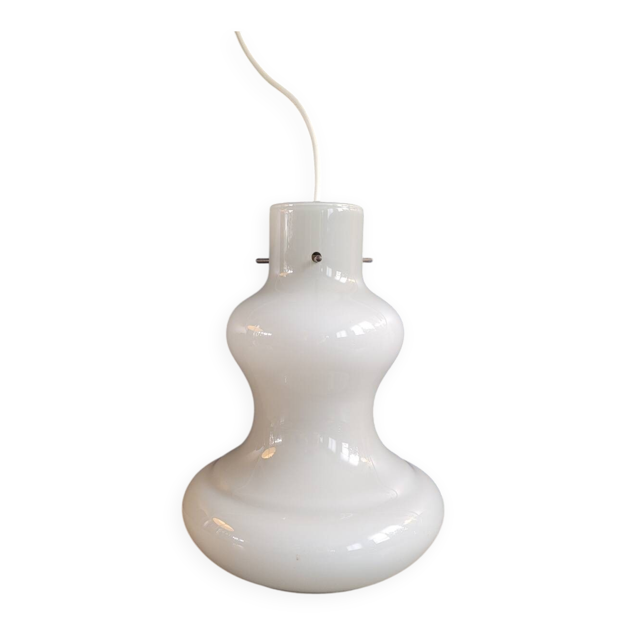 Vintage pendant light in two-layered grey/white glass