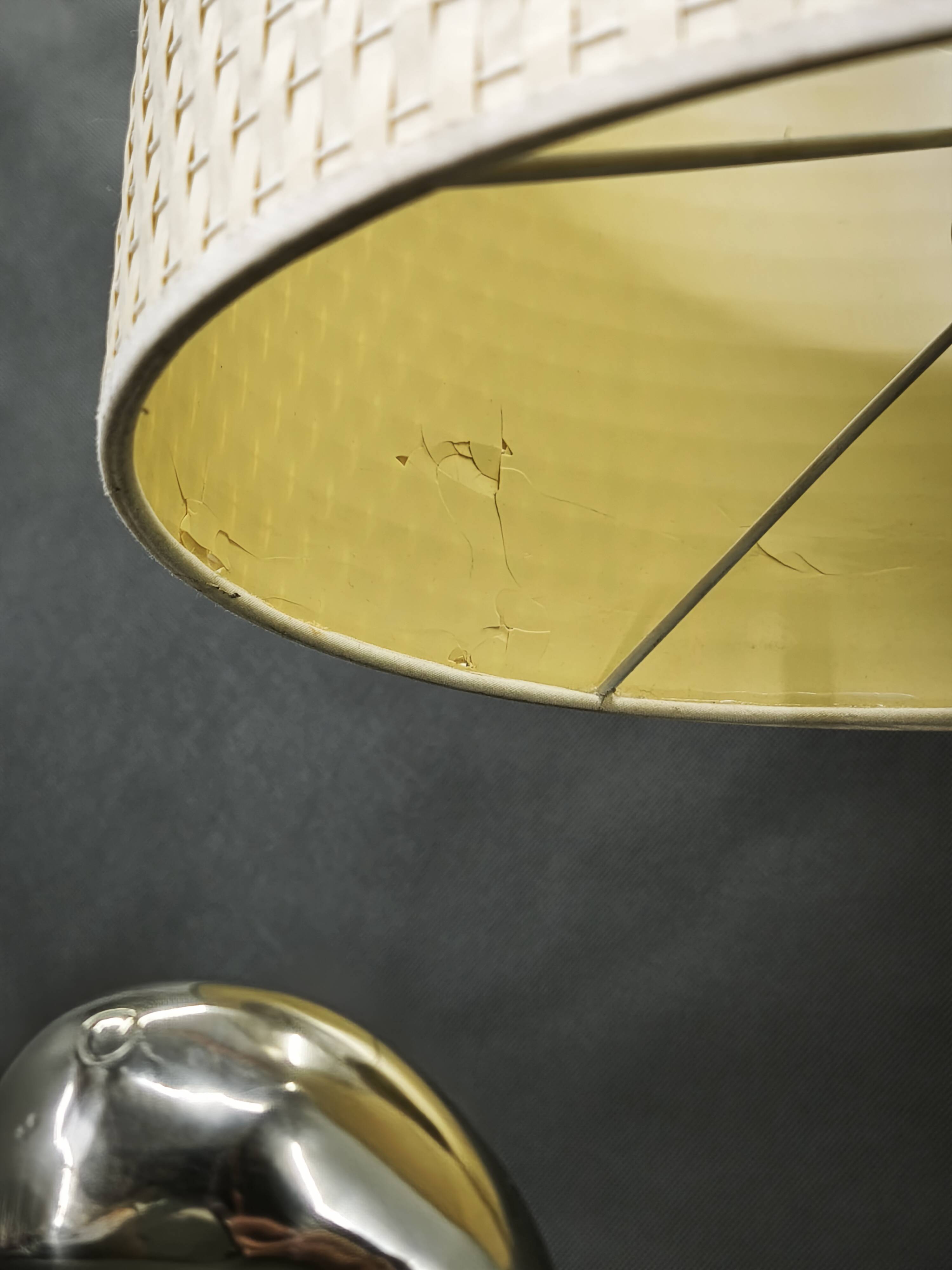 Italian Chrome Duck Table Lamp with Original Shade, 1970s