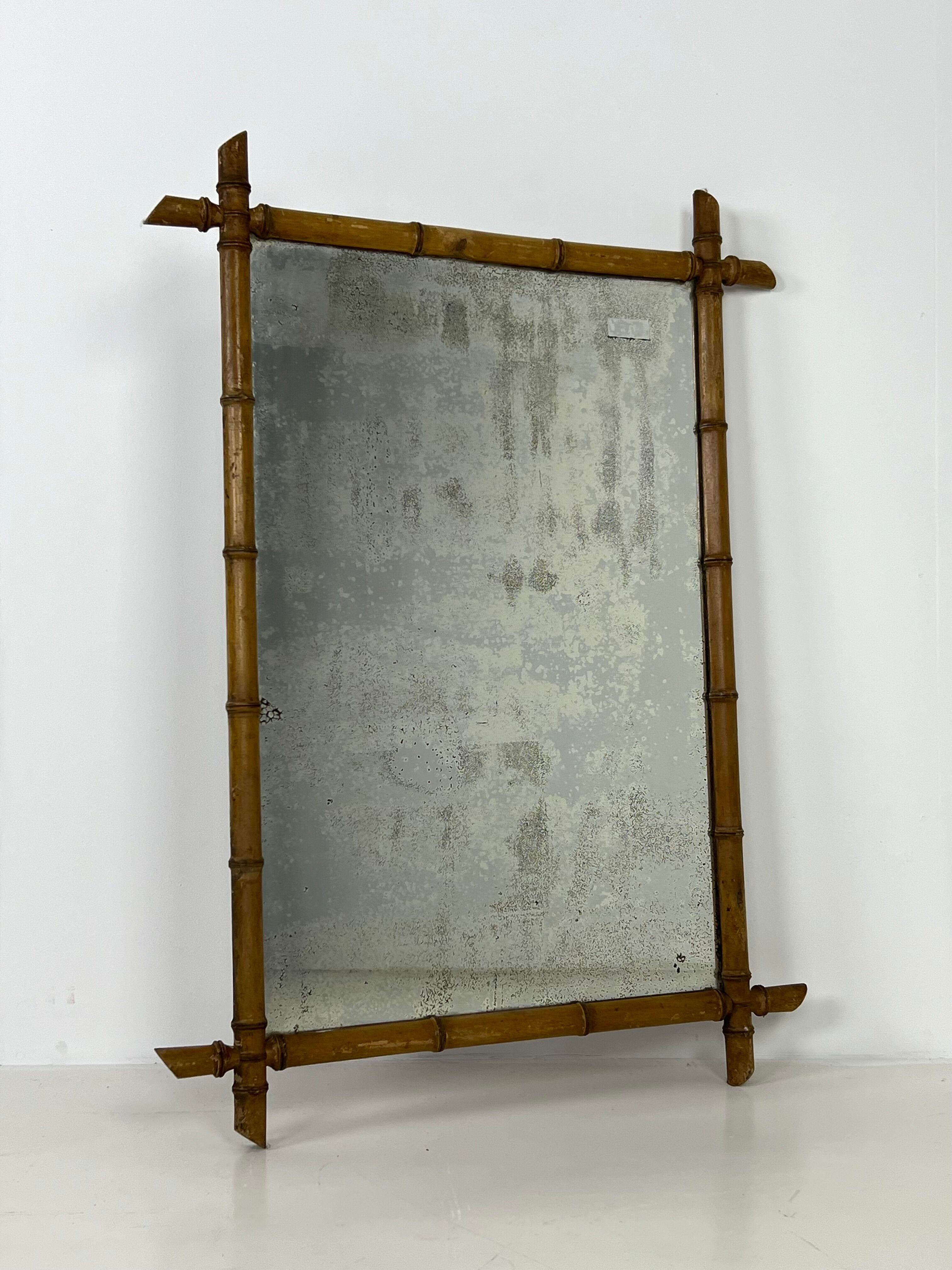 Faux bamboo mirror antique