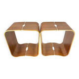 Pair of stools / side tables, rosewood aluminum, multi-plex wood