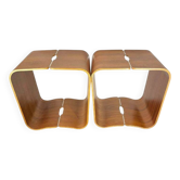 Paire de tabourets / tables d'appoint, palissandre aluminium, bois mutlipex