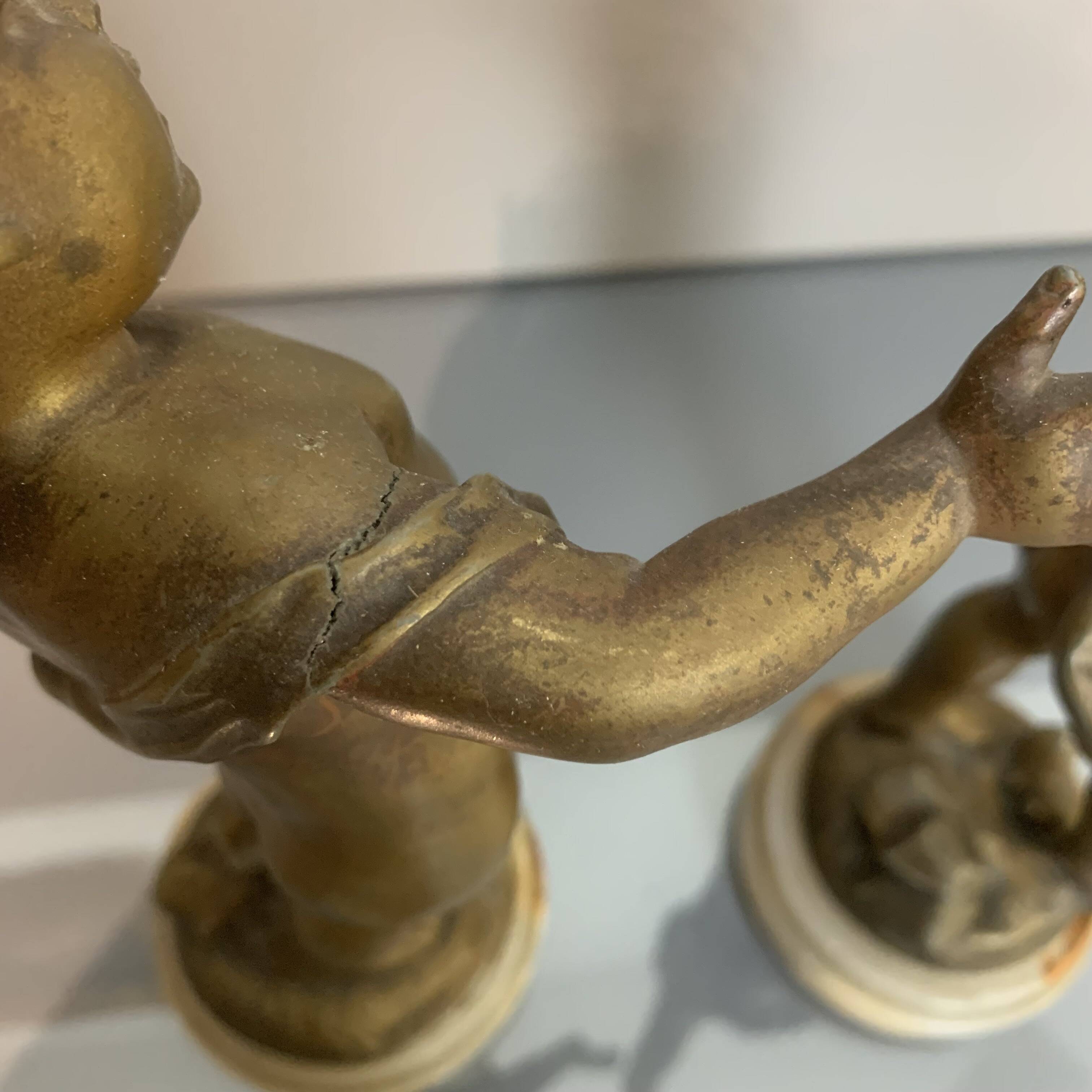 Two bronze statues, Auguste Moreau 'putti' (h25cm) 19th century sculpture