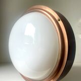 Vintage  wall or ceiling light in Mahogany & copper with  glass from a yacht