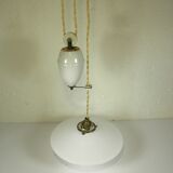 "Rise and fall" pendant light in opaline and porcelain