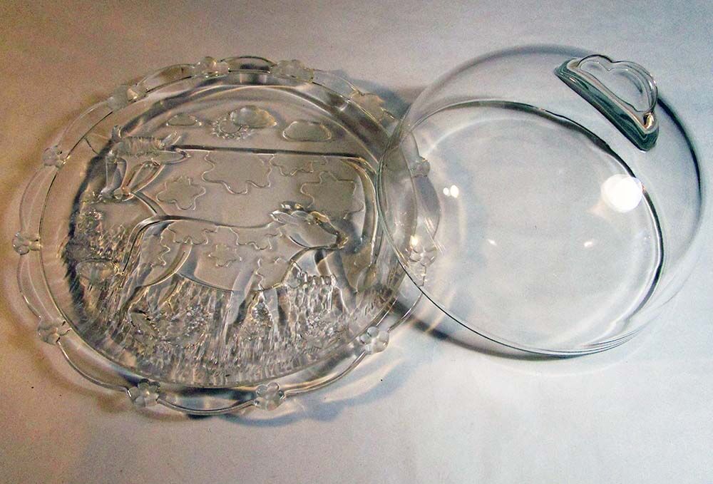 Glass cheese platter and bell