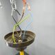 1940s Czech Art Deco Brass Opaline Glass Chandelier