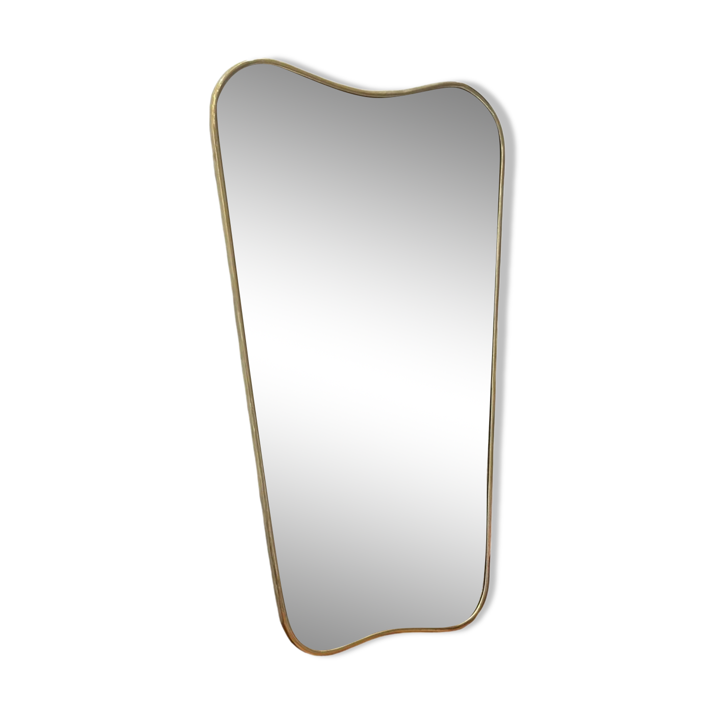 Miroir irrégulier organique trapèze barbier vintage Éden laiton doré