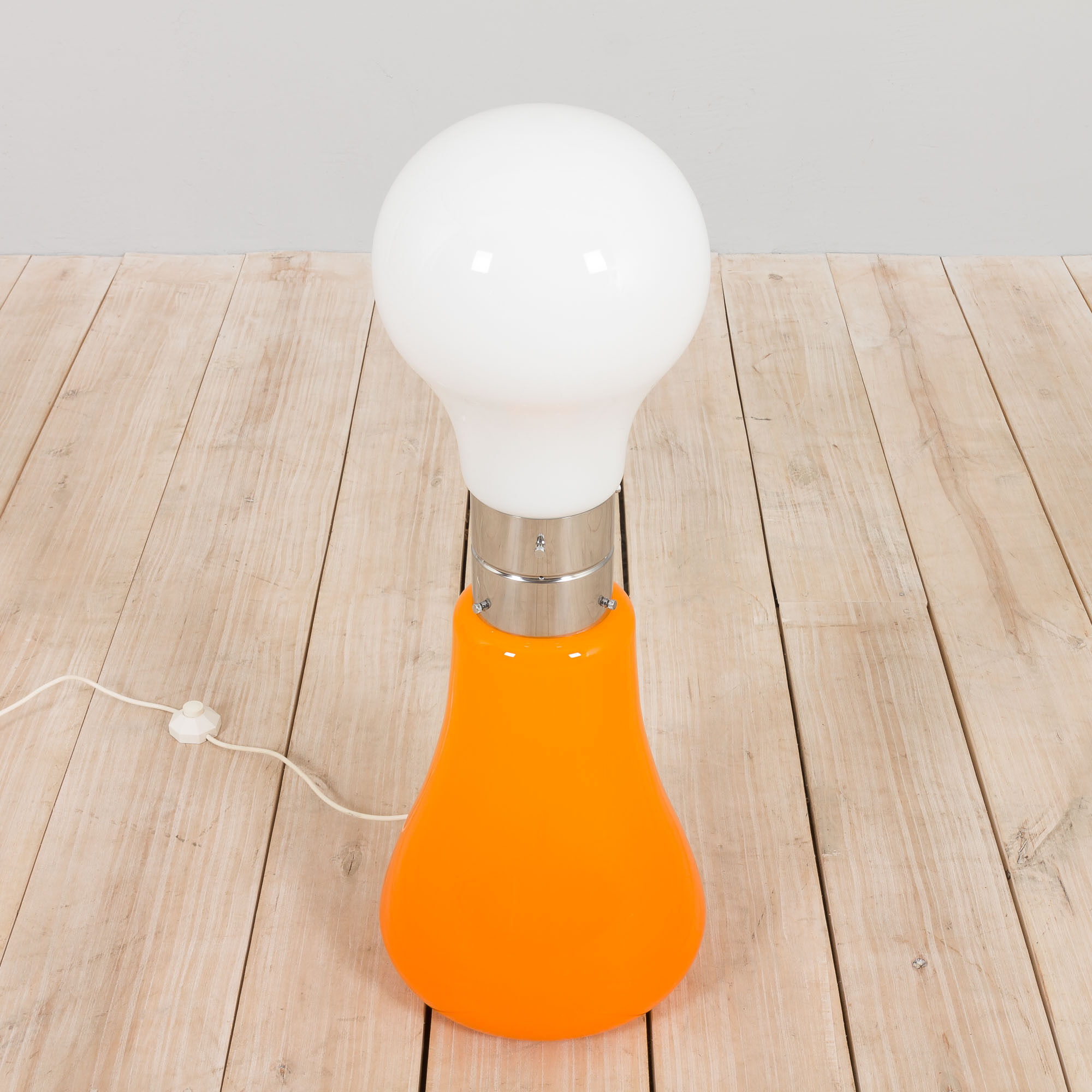 Brillo floor lamp by Carlo Nason for Mazzega in white and orange Murano glass