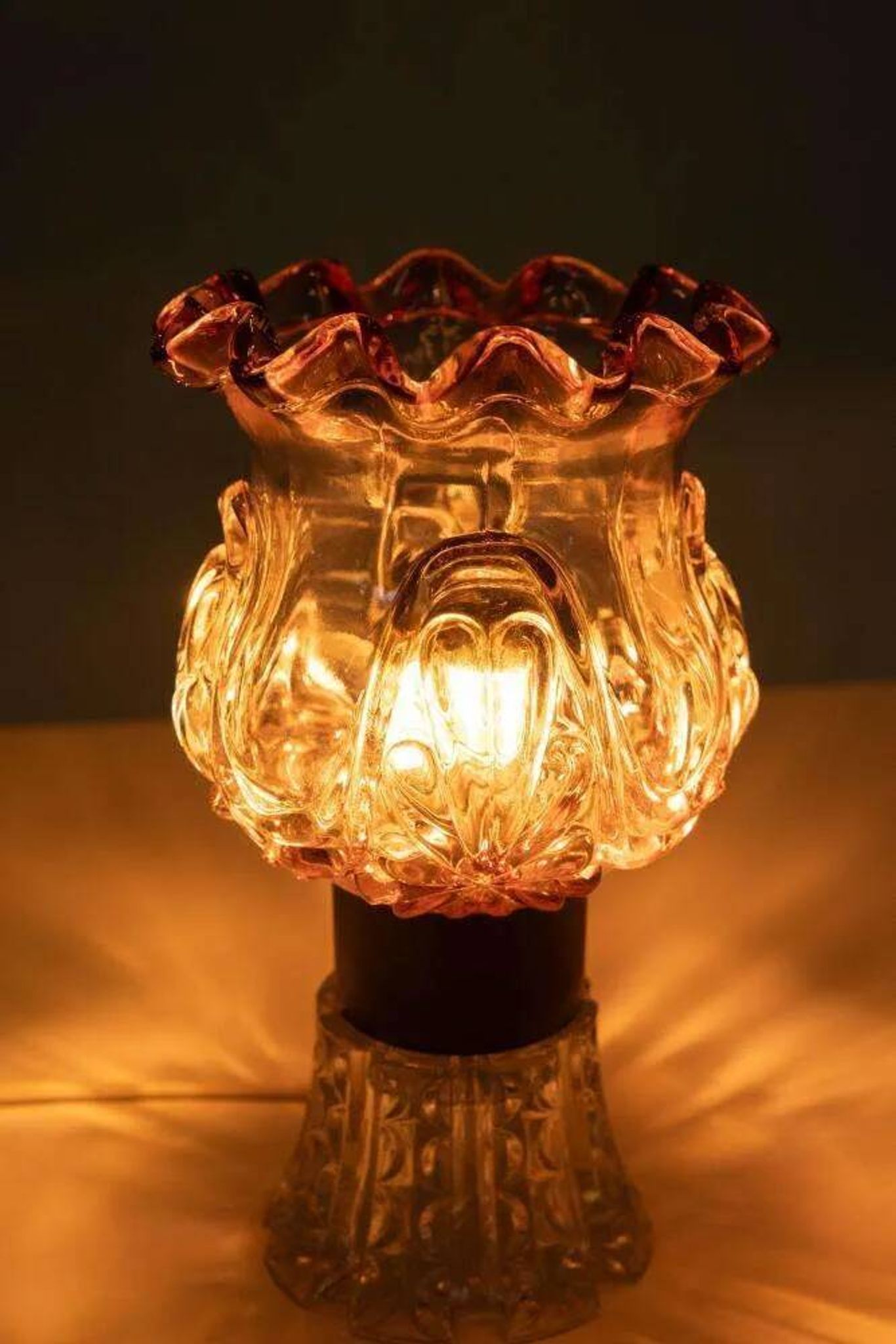 Lampe de table Vintage en verre coloré suédois, lampe de table en verre