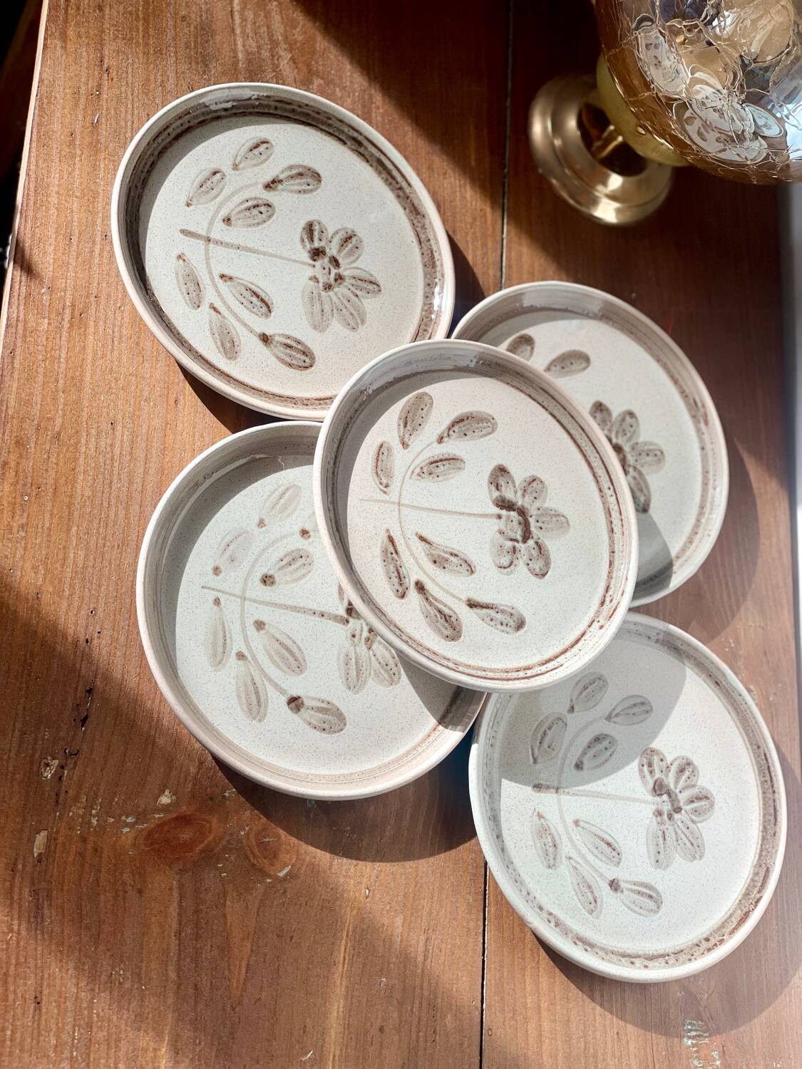 5 dessert plates Sarreguemines art workshop Jocelyne