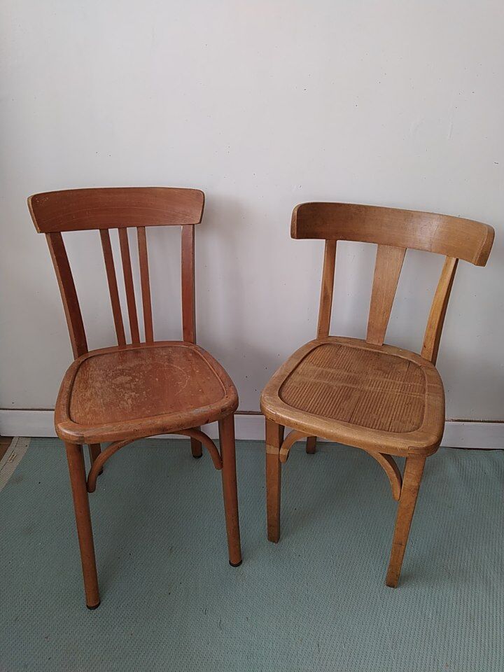 Pair of wooden bistro chairs
