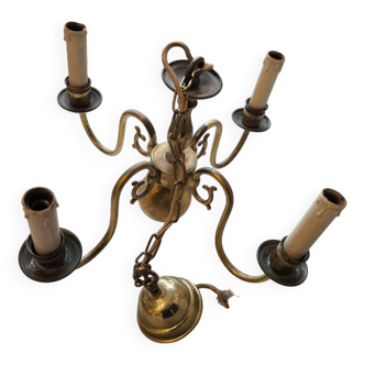 Dutch brass chandelier 4 branches