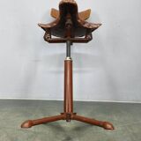 1930s Industrial Adjustable Swivel Chair with Leather Seat