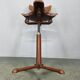 1930s Industrial Adjustable Swivel Chair with Leather Seat