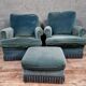 Paire de fauteuils crapaud + pouf :jean prevost des années 70